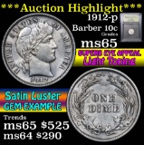 ***Auction Highlight*** 1912-p Barber Dime 10c Graded GEM Unc by USCG (fc)