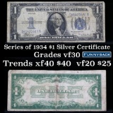 1934 Funny Back $1 Blue Seal Silver Certificate Grades vf++