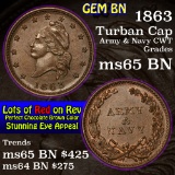 1863 Army & Navy Civil War Token 1c Grades GEM Unc BN