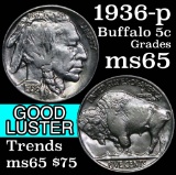 1936-p Buffalo Nickel 5c Grades GEM Unc