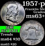 1957-p Franklin Half Dollar 50c Grades Select+ Unc