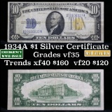 1934A $10 Silver Certificate North Africa, Signatures of Julian & Morgenthau Grades vf++