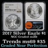 2017 Silver Eagle Dollar $1 Graded ms69 by NGC