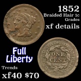 1852 Braided Hair Large Cent 1c Grades xf details