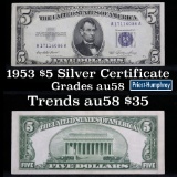 1953 $5 Blue Seal Silver certificate Grades Choice AU/BU Slider