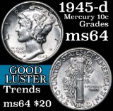 1945-d Mercury Dime 10c Grades Choice Unc