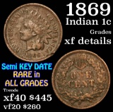 1869 Indian Cent 1c Grades xf details