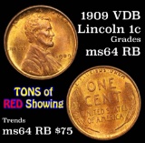 1909 vdb Lincoln Cent 1c Grades Choice Unc RB