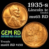 1935-s Lincoln Cent 1c Grades GEM Unc RD