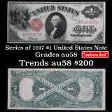 Series of 1917 $1 Legal Tender Note, Signatures of Elliot/Burke Grades Choice AU/BU Slider