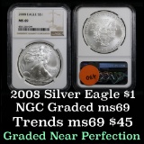 2008 Silver Eagle Dollar $1 Graded ms69 by NGC