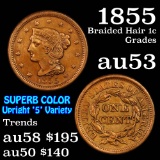 1855 Braided Hair Large Cent 1c Grades Select AU