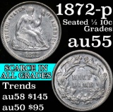 1872-p Seated Liberty Half Dime 1/2 10c Grades Choice AU