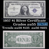 **Star Note  1957 $1 Blue Seal Silver Certificate Grades Choice AU