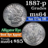 1887-p Vam12 Top 100 Morgan Dollar $1 Grades Choice Unc