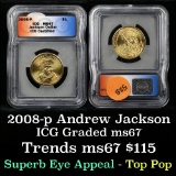 2008-p ANDREW JACKSON Presidential Dollar $1 Graded ms67 by ICG