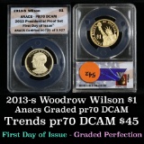 2013-s WOODROW WILSON Proof Presidential $1 $1 Graded pr70 dcam by ANACS