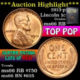 ***Auction Highlight*** 1913-p Lincoln Cent 1c Graded GEM+ Unc RB by USCG (fc)