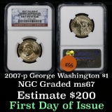 2007-p GEORGE WASHINGTON Presidential Dollar $1 Graded ms67 by NGC