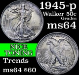 1945-p Walking Liberty Half Dollar 50c Grades Choice Unc