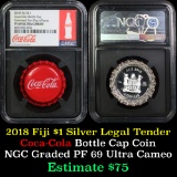 2018 Fiji S Coca Cola Bottle Cap $1 Graded pr69 dcam by NGC