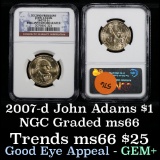 2007-d JOHN ADAMS Presidential Dollar $1 Graded ms67 by NGC