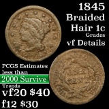 1845 Braided Hair Large Cent 1c Grades vf details