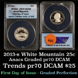 2013-s White Mountain America the Beautiful Quarter 25c Graded pr70 dcam by ANACS