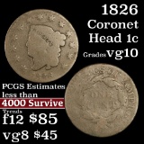 1826 Coronet Head Large Cent 1c Grades vg+