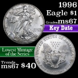 1996 Silver Eagle Dollar $1 Grades GEM++ Unc
