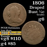 1806 Draped Bust Half Cent 1/2c Grades g+