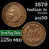 1878 Indian Cent 1c Grades AU, Almost Unc