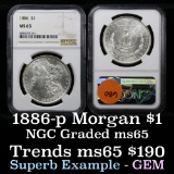 1886-p Morgan Dollar $1 Graded ms65 by NGC