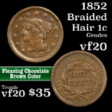 1852 Braided Hair Large Cent 1c Grades vf, very fine