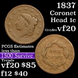 1837 Coronet Head Large Cent 1c Grades vf, very fine