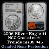 2006 Silver Eagle Dollar $1 Graded ms69 by NGC