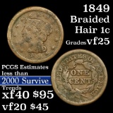 1849 Braided Hair Large Cent 1c Grades vf+