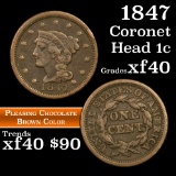 1847 Braided Hair Large Cent 1c Grades xf