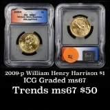 2009-p WILLIAM H. HARRISON Presidential Dollar $1 Graded ms67 by ICG