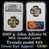 2007-P JOHN ADAMS Presidential Dollar $1 Graded ms67 by NGC