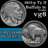 1913-p Ty II Buffalo Nickel 5c Grades vg, very good