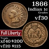 1866 Indian Cent 1c Grades vf++