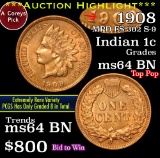1908 Indian Cent 1c Grades Choice Unc RD FS-302 MPD, S-9