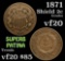 1871 Two Cent Piece 2c Grades vf, very fine