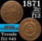 1871 Two Cent Piece 2c Grades f, fine