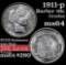 1911-p Barber Dime 10c Grades Choice Unc