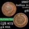 1867 Indian Cent 1c Grades g+