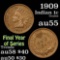 1909 Indian Cent 1c Grades Choice AU