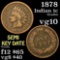 1878 Indian Cent 1c Grades vg+