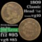 1809 Classic Head half cent 1/2c Grades vg+